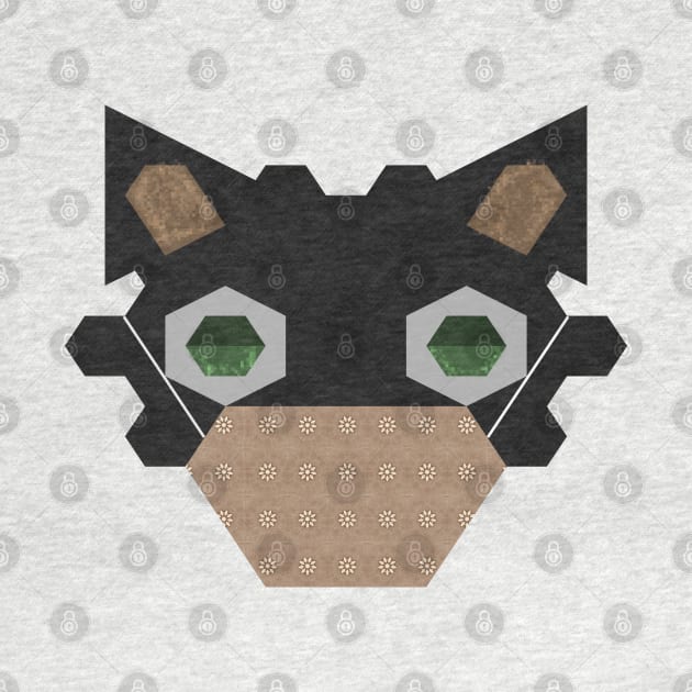 Black Cat Wearing Brown Flowers Pattern Mask by wagnerps
